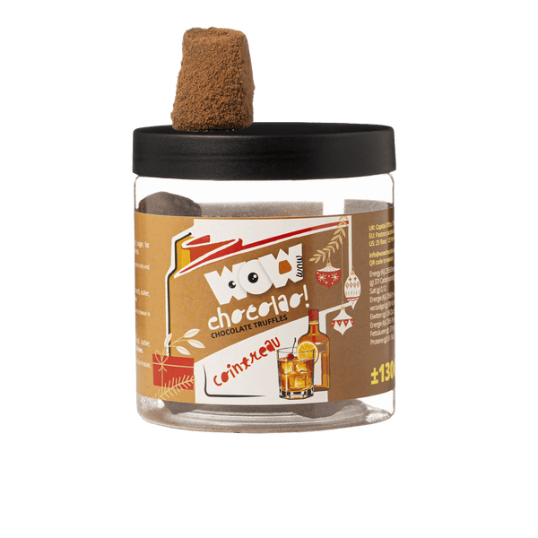 Tarro de regalo de trufas de chocolate de Navidad con Cointreau 130g | Chocolate con licor de naranja