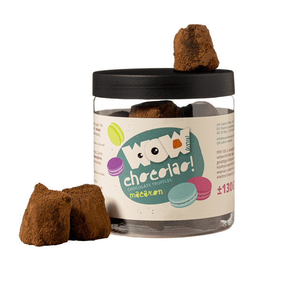 Tarro de regalo de trufas de chocolate con macaron 130g | Chocolate inspirado en Francia