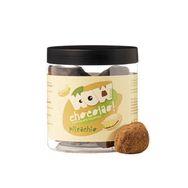 Tarro de regalo de trufas de chocolate con pistacho 130g | Chocolate gourmet de pistacho