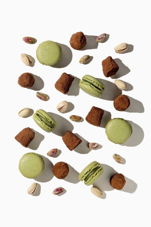 Trufas de chocolate con macaron de pistacho - al por mayor