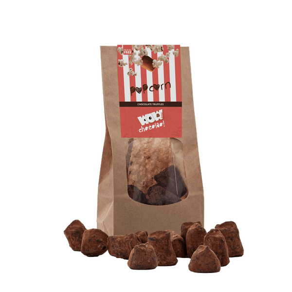 Trufas de chocolate con palomitas - Bolsa biodegradable 130g