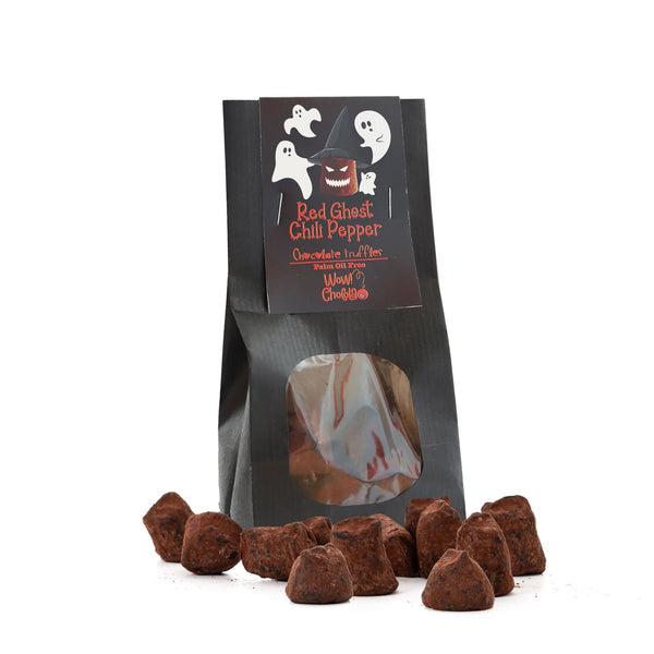 Pimientos fantasma rojos - Trufas de chocolate de Halloween - Bolsa biodegradable 130g