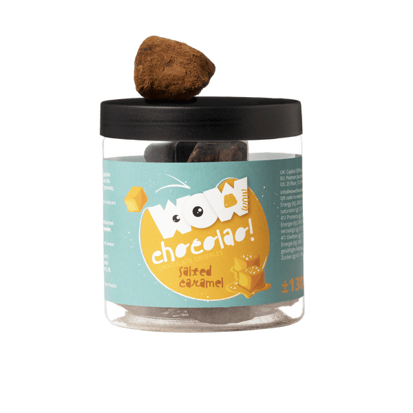 Tarro de regalo de trufas de chocolate con caramelo salado 130g | Chocolate dulce y salado