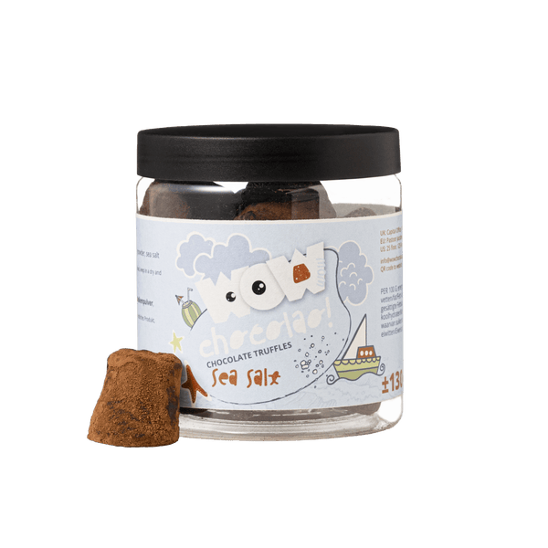 Tarro de regalo de trufas de verano con sal marina 130g | Chocolate refrescante
