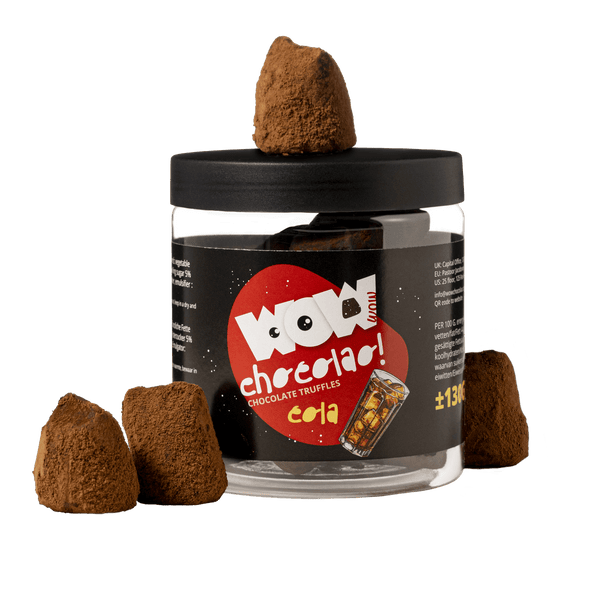 Tarro de regalo de trufas de chocolate con cola espumosa 130g | Chocolate de cola con gas