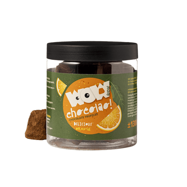 Tarro de regalo de trufas de chocolate con cáscara de naranja confitada 130g | Chocolate cítrico