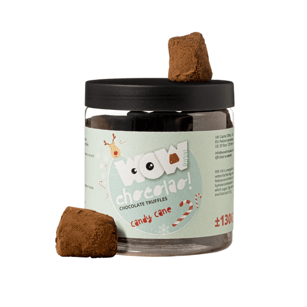 Tarro de regalo de trufas de bastón de caramelo navideñas 130g | Chocolate de menta para las fiestas