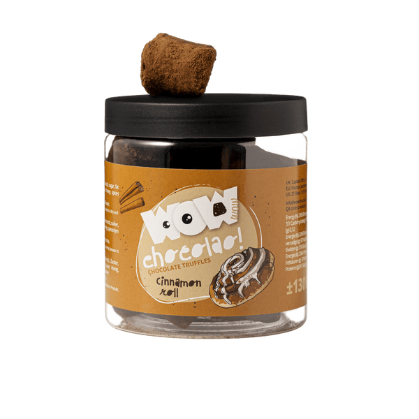 Tarro de regalo de trufas de chocolate con rollo de canela 130g | Chocolate estilo panadería