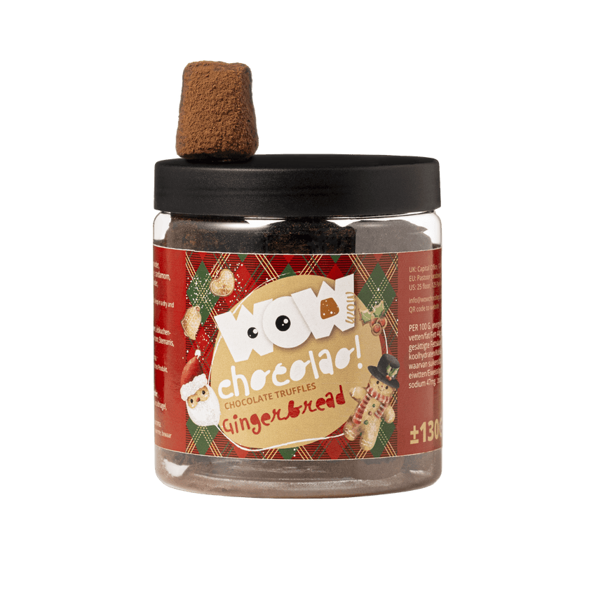 Tarro de regalo de trufas de chocolate de pan de jengibre navideño 130g | Chocolate acogedor para las fiestas