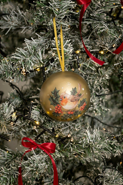 Golden Robin Christmas Bauble Filled with Crunchy Truffle Pops 100g - WOW Chocolao!