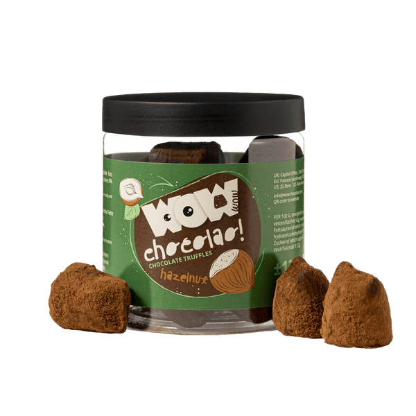 Tarro de regalo de trufas de chocolate con avellanas 130g | Chocolate de nuez tostada