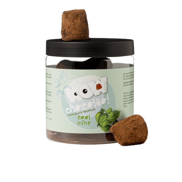 Tarro de regalo de trufas de chocolate con menta 130g | Chocolate refrescante de menta