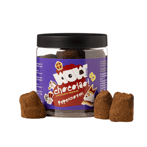Tarro de regalo de trufas de chocolate Pepernoten 130g | Chocolate de Sinterklaas