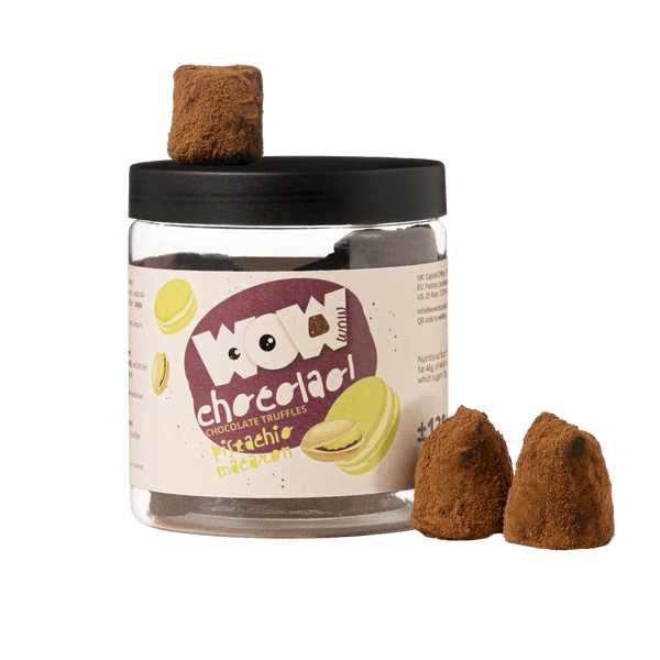 Tarro de regalo de trufas de chocolate de macarón de pistacho 130g | Chocolate de lujo de pistacho
