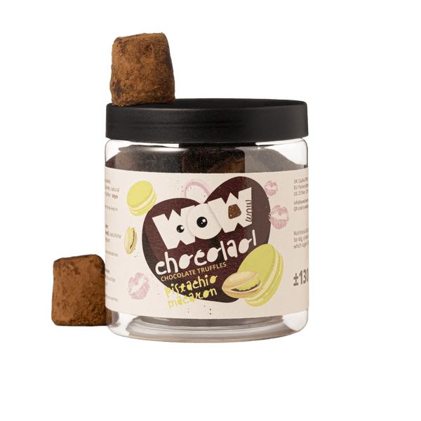 Trufas de chocolate de macarón de pistacho - Tarro de regalo para San Valentín 130g