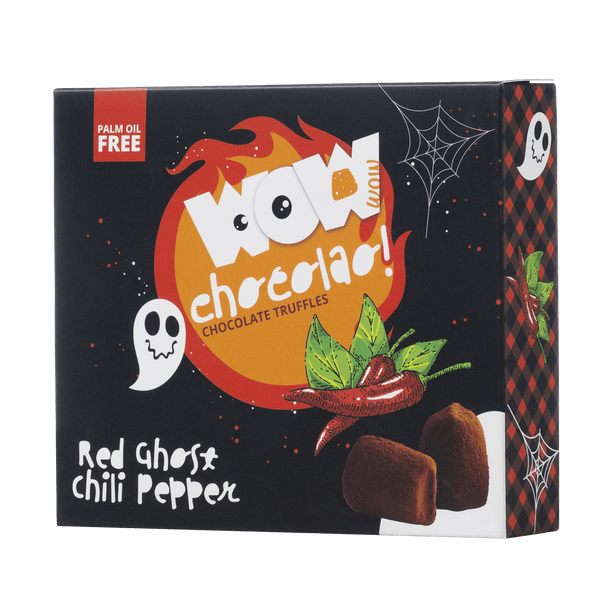Caja XL de chile fantasma rojo para Halloween 250g | Chocolate picante de Halloween