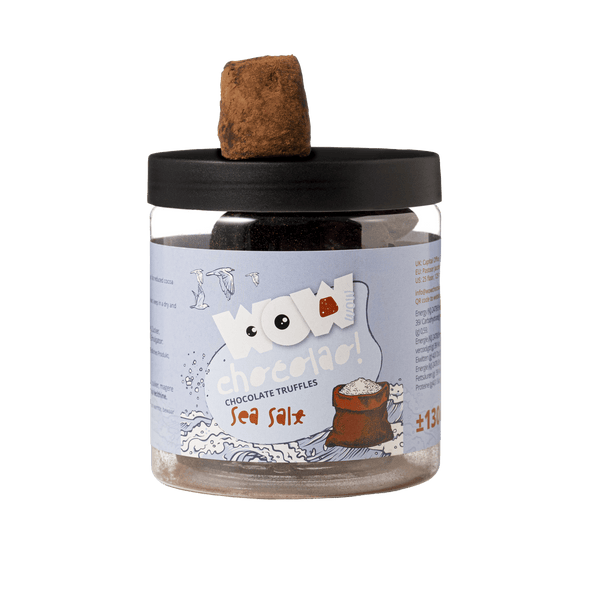 Tarro de regalo de trufas de chocolate con sal marina 130g | Chocolate de lujo con sal marina